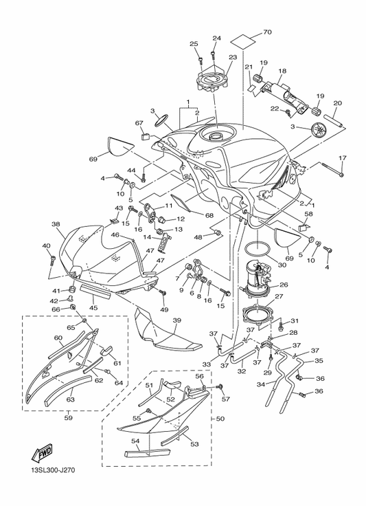 Yamaha 90201-06063 Washer, Plate — shown on the Fuel Tank parts diagram