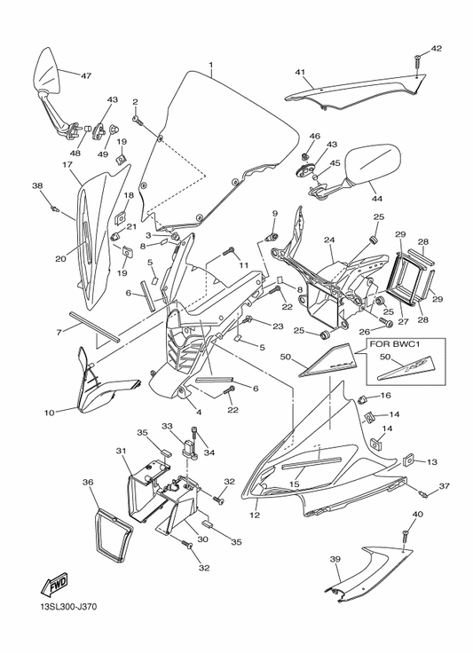 Yamaha 13S-2832L-00 Graphic 13 — shown on the Cowling 1 parts diagram
