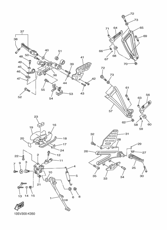 Yamaha 2C0-2116L-00 Bracket 9 — shown on the Stand & Footrest parts diagram