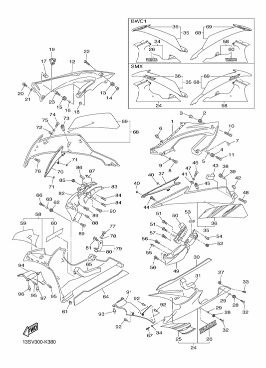 Yamaha 90269-06081 Plastic Screw — shown on the Cowling 2 parts diagram