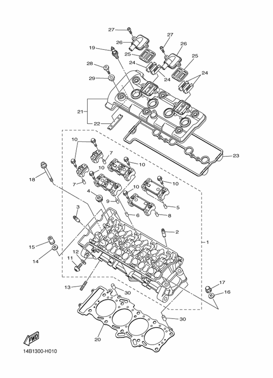 Yamaha 90201-10050 Washer, Plate — shown on the Cylinder Head parts diagram