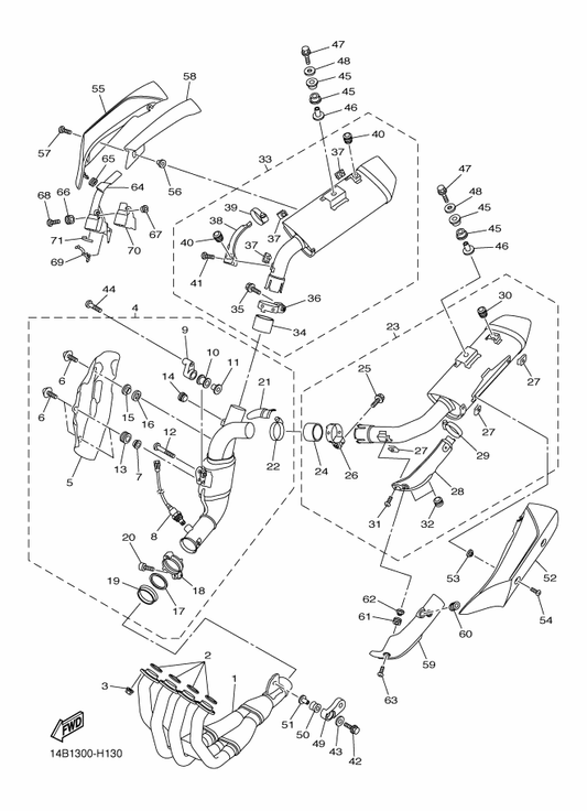 Yamaha 90201-08034 Washer, Plate — shown on the Exhaust parts diagram