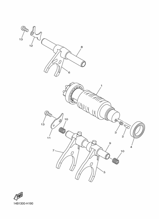 Yamaha 2C0-18535-00 Bar, Shift Fork Guide 2 — shown on the Shift Cam & Fork parts diagram
