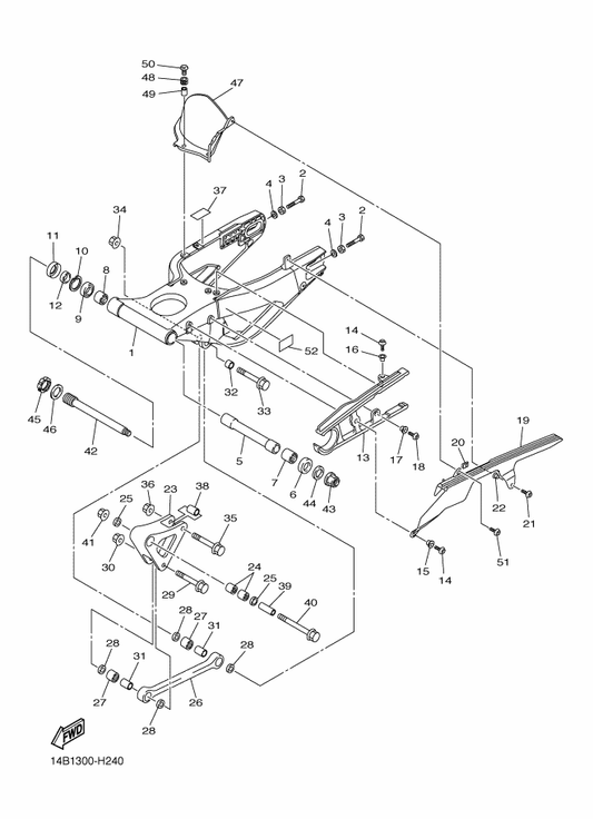 Yamaha 90387-1013U Collar — shown on the Rear Arm parts diagram