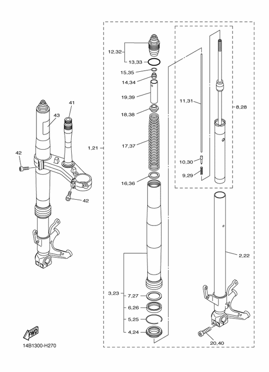 Yamaha 93210-41N50 . . O-Ring — shown on the Front Fork parts diagram