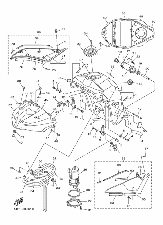 Yamaha 90201-06095 Washer, Plate — shown on the Fuel Tank parts diagram