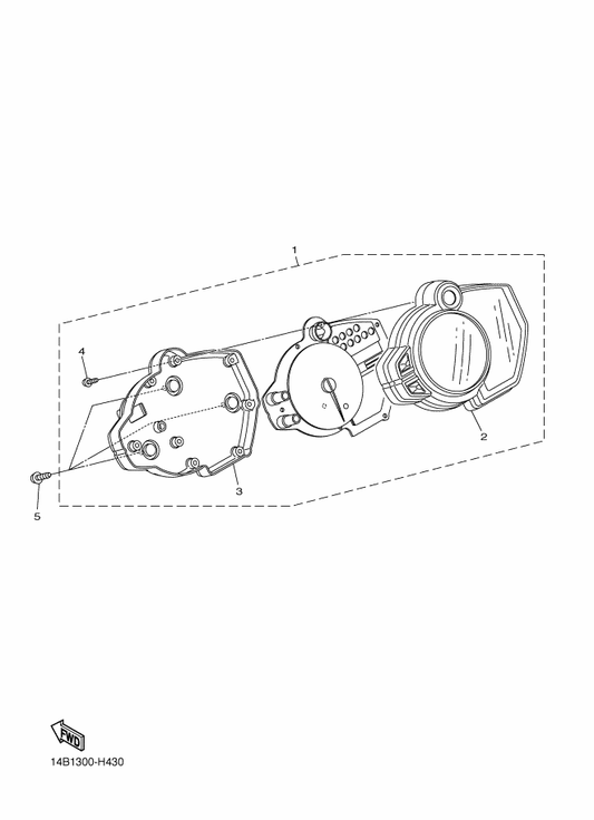 Yamaha 14B-8353E-00 . Case, Meter Upper — shown on the Meter parts diagram