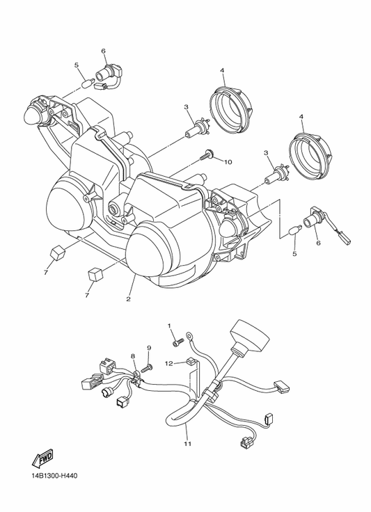 Yamaha 14B-84396-00 . Cover — shown on the Headlight parts diagram