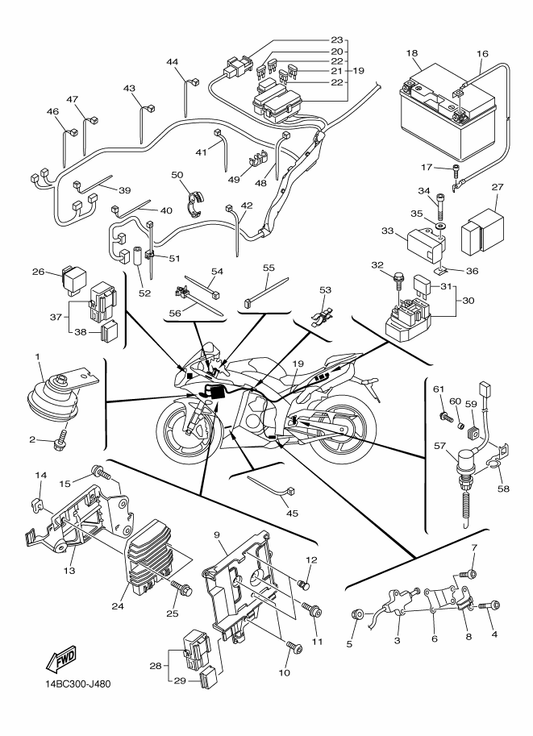 Yamaha 92017-05016 . Bolt, Button Head — shown on the Electrical 2 parts diagram