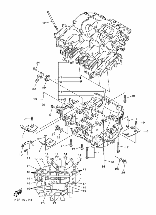 Yamaha 93210-22001 O-Ring — shown on the Crankcase parts diagram