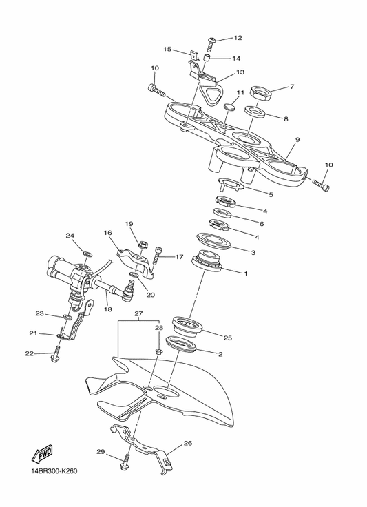 Yamaha 14B-2836B-00 . Tuning Fork Mark — shown on the Steering parts diagram