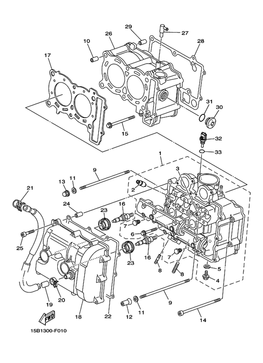 Yamaha 5GJ-11193-01 Gasket, Head Cover 1 — shown on the Cylinder parts diagram