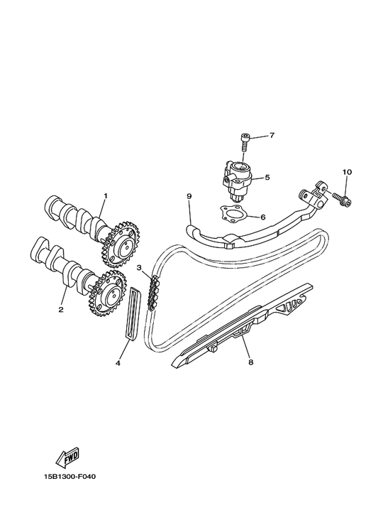 Yamaha 5VU-12170-10 Camshaft Assy 1 — shown on the Camshaft & Chain parts diagram