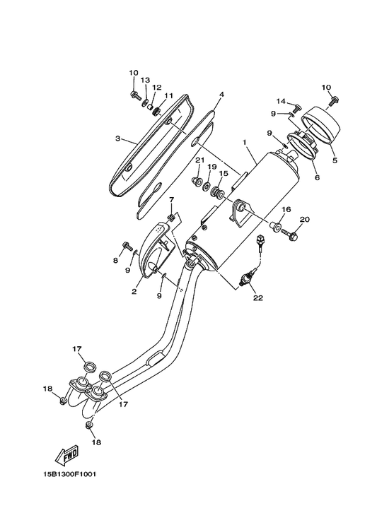 Yamaha 5VU-1465R-00 Plate, Protector — shown on the Exhaust parts diagram