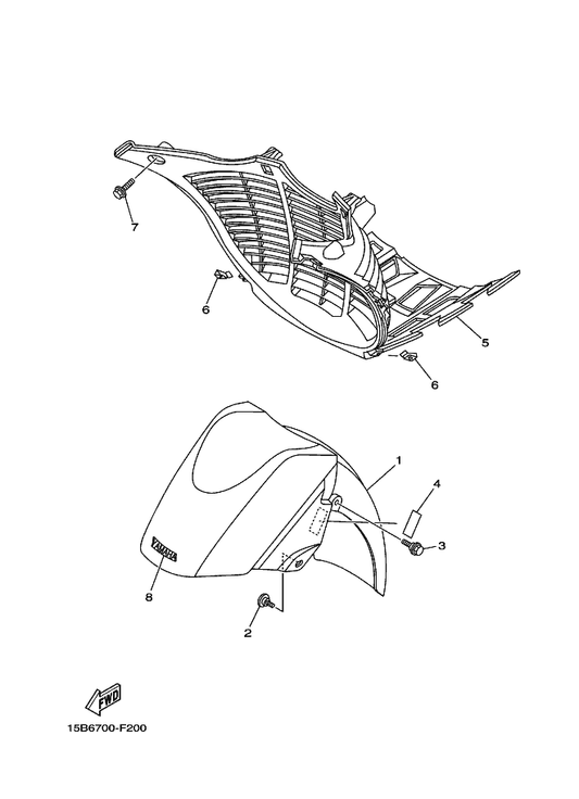 Yamaha 5GJ-21553-00 Fender, Inner 2 — shown on the Fender parts diagram