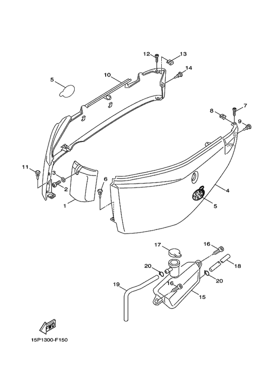 Yamaha 90445-09821 Hose — shown on the Side Cover parts diagram
