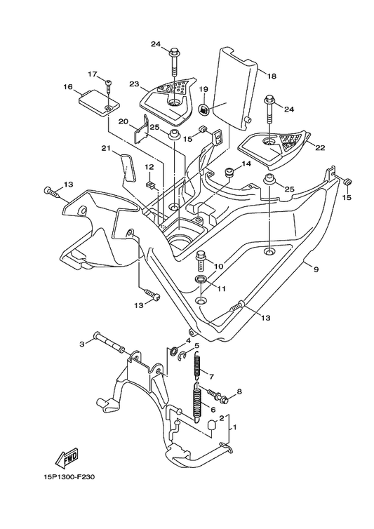 Yamaha 90249-10801 Pin — shown on the Stand & Footrest parts diagram