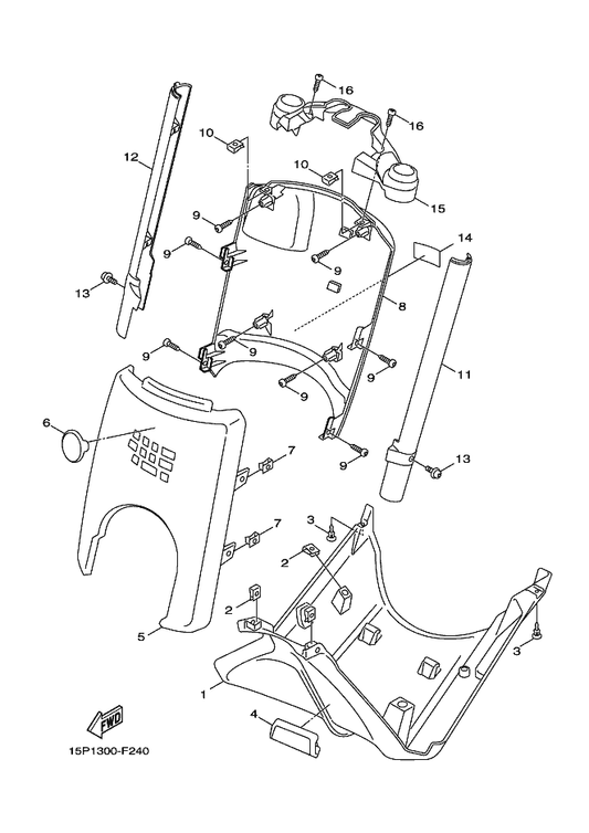 Yamaha 3B3-F3391-00-P3 Panel, Front — shown on the Leg Shield parts diagram