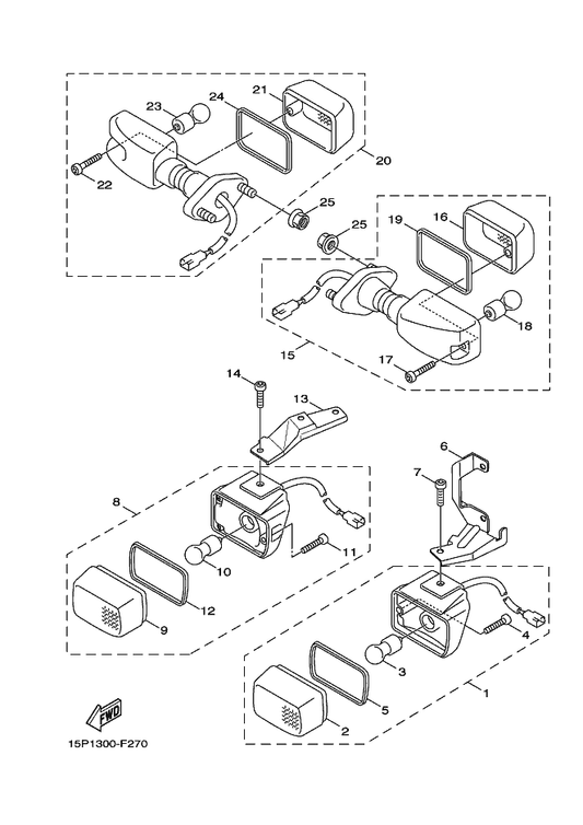Yamaha 97780-40614 . Screw, Tapping — shown on the Flasher Light parts diagram