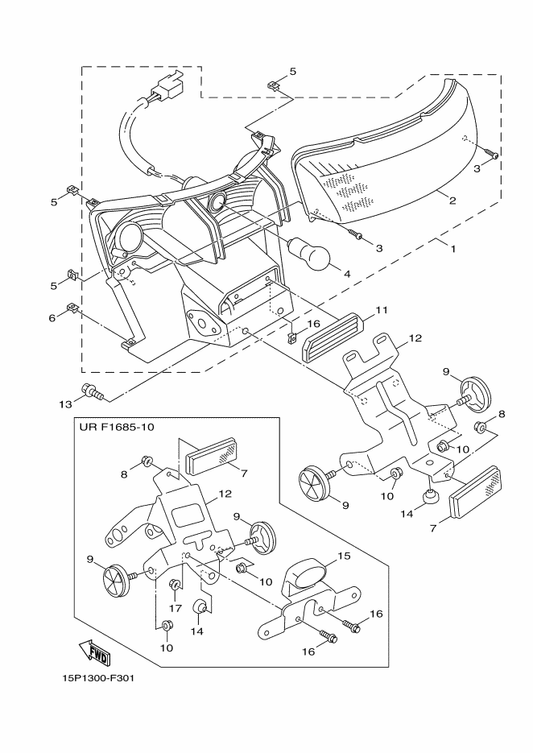 Yamaha 15P-H4797-00 Cover — shown on the Taillight parts diagram