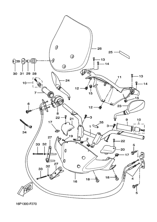 Yamaha 90387-06X08 Collar — shown on the Steering Handle & Cable parts diagram