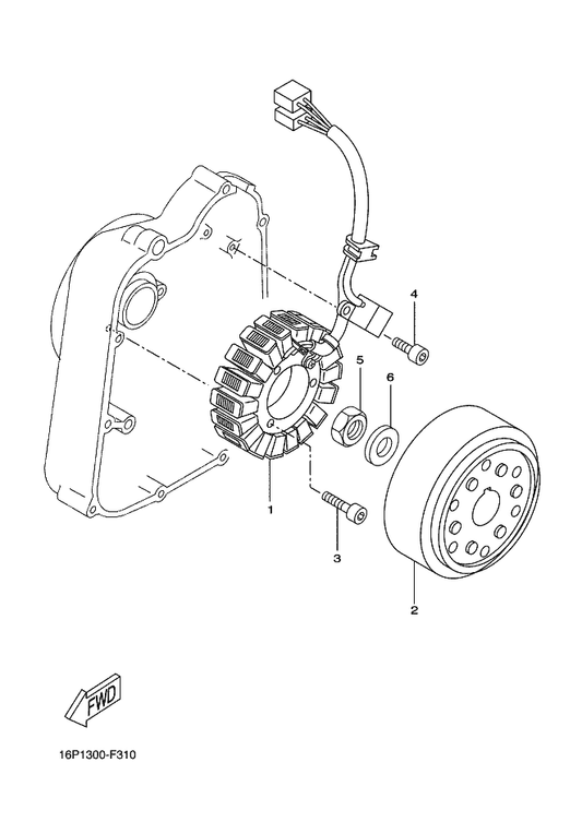 Yamaha 1B9-H1410-00 Stator Assy — shown on the Generator parts diagram