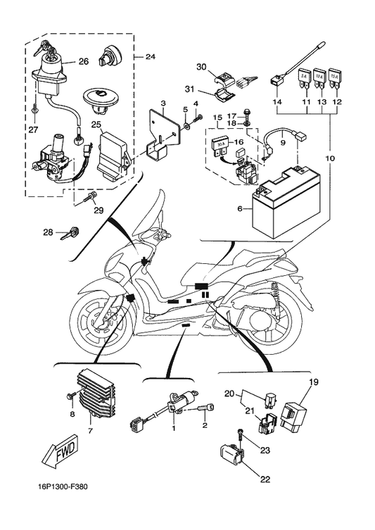 Yamaha 90109-06X12 Bolt — shown on the Electrical 1 parts diagram