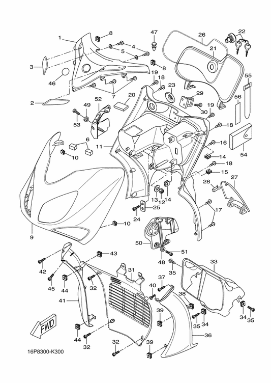 Yamaha 5BR-F174X-00 Damper — shown on the Leg Shield parts diagram