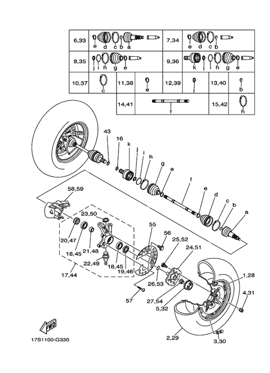 Yamaha 90387-30008 . Collar — shown on the Front Wheel parts diagram