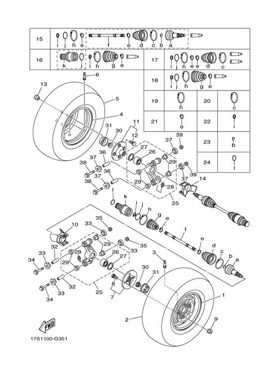 Yamaha 4S2-2530U-00 Ball Joint Set — shown on the Rear Wheel parts diagram
