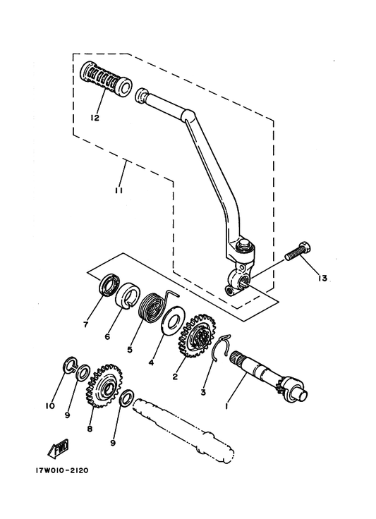 Yamaha 10X-15651-00 ギア,スプロケツトアイドル (25T) — shown on the スタータ parts diagram