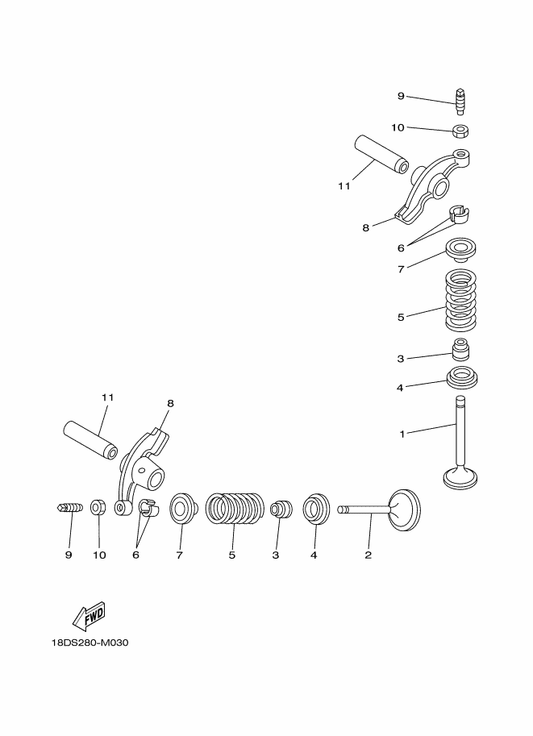 Yamaha 5HH-12113-00 Spring, Valve Inner — shown on the Valve parts diagram