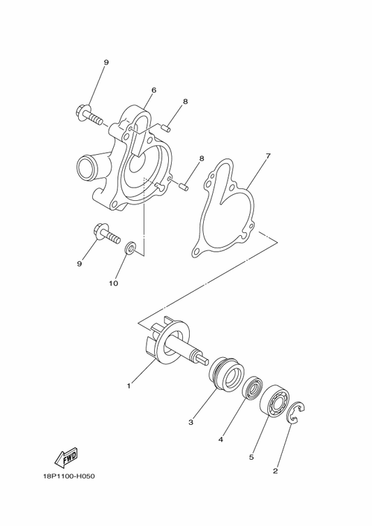 Yamaha 18P-12428-00 Gasket, Housing Cover 2 — shown on the Water Pump parts diagram