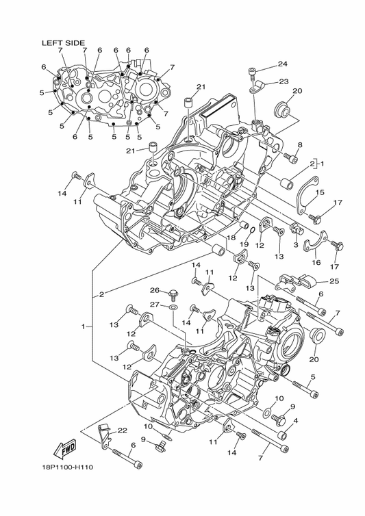 Yamaha 18P-15378-00 Holder — shown on the Crankcase parts diagram