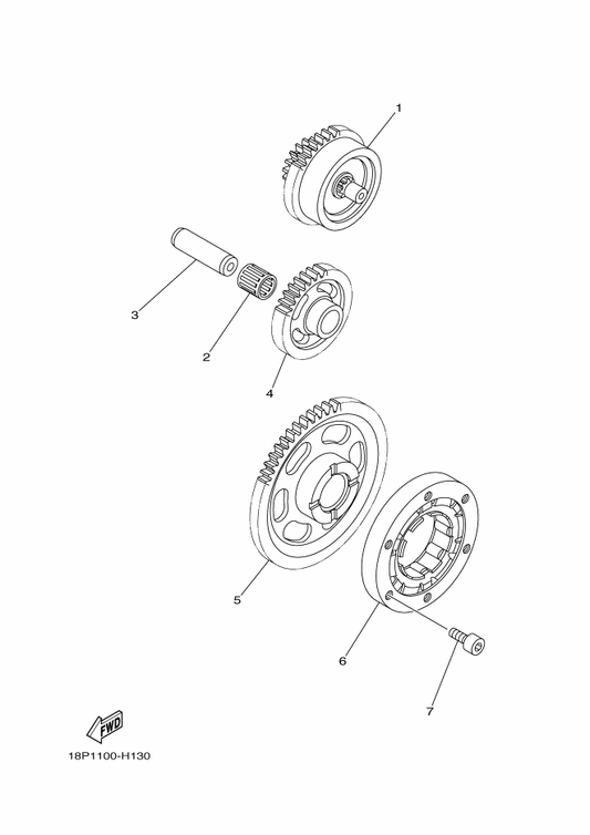 Yamaha 18P-15515-00 Gear 3 — shown on the Starter parts diagram