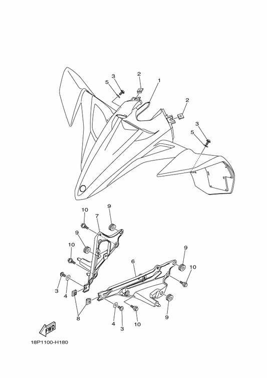 Yamaha 18P-21513-00 Stay, Fender 1 — shown on the Front Fender parts diagram