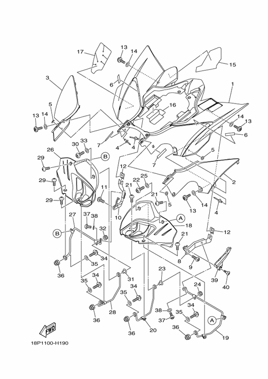 Yamaha 18P-21652-00 Protector — shown on the Rear Fender parts diagram