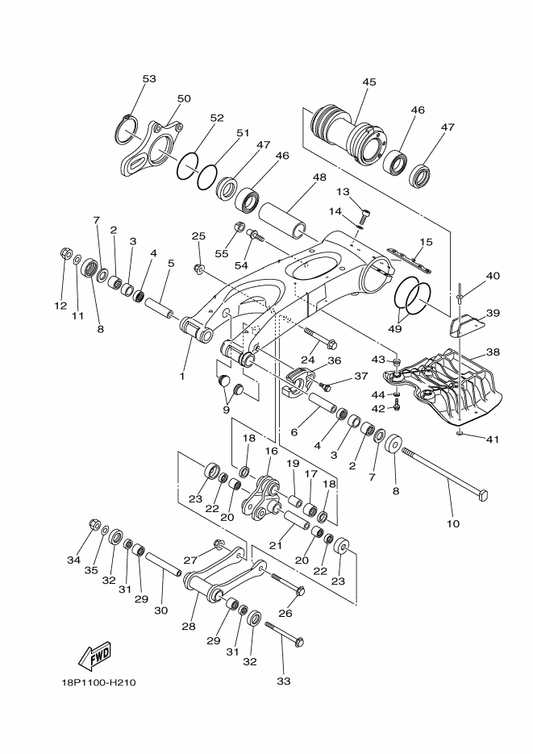 Yamaha 18P-2217A-00 Arm, Relay 1 — shown on the Rear Arm parts diagram
