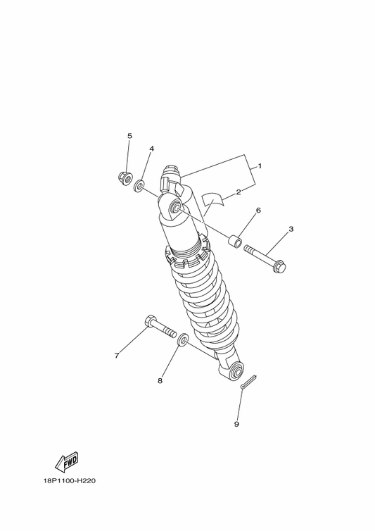 Yamaha 18P-22210-D0 Shock Absorber Assy, Rear — shown on the Rear Suspension parts diagram