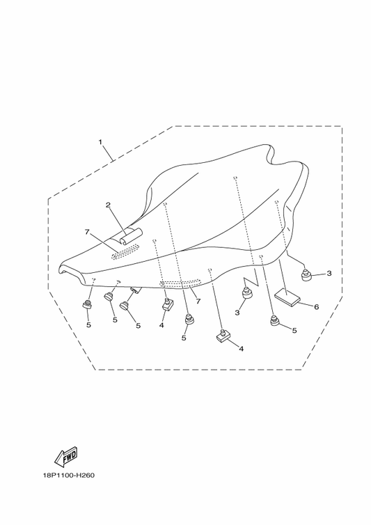 Yamaha 18P-2470F-22 . Seat Cover Comp. — shown on the Seat parts diagram