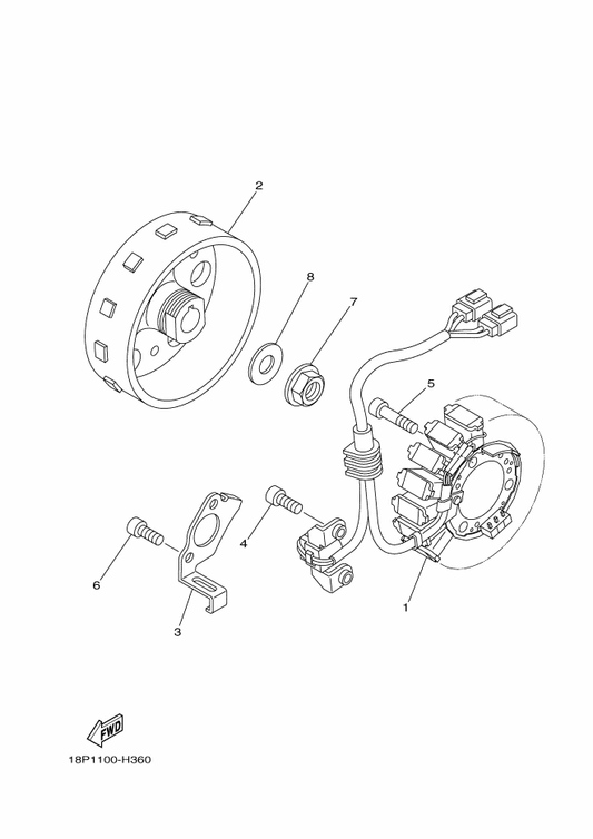 Yamaha 18P-81450-01 Rotor Assy — shown on the Generator parts diagram