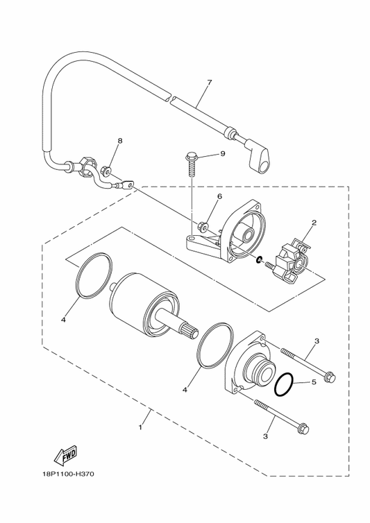 Yamaha 18P-81890-00 Motor Assy — shown on the Starting Motor parts diagram