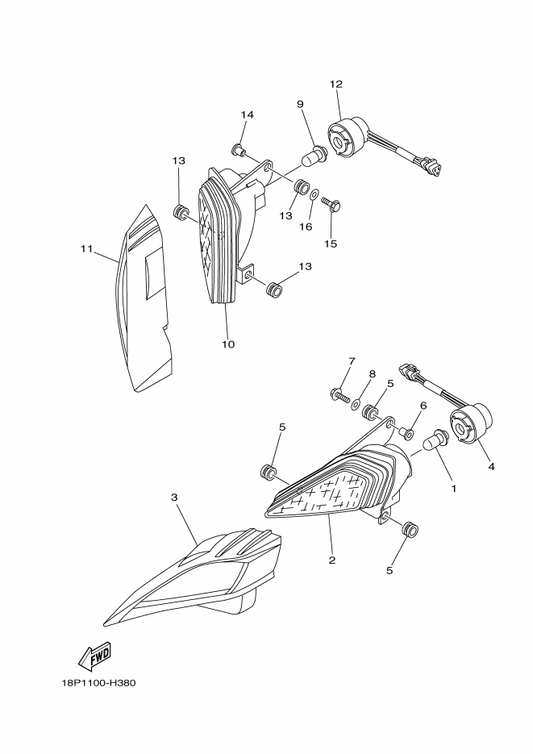 Yamaha 18P-84165-00 Rim, Headlight Cover 1 — shown on the Headlight parts diagram