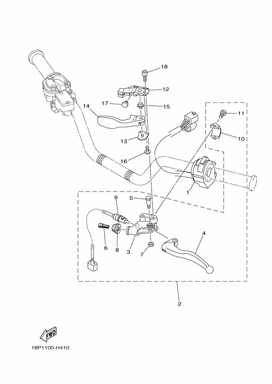 Yamaha 5TG-82911-01 . Holder, Lever 1 — shown on the Handle Switch & Lever parts diagram