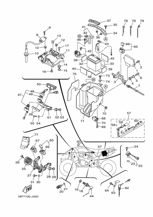 Yamaha 8CC-85790-01 Thermosensor Assy — shown on the Electrical 1 parts diagram