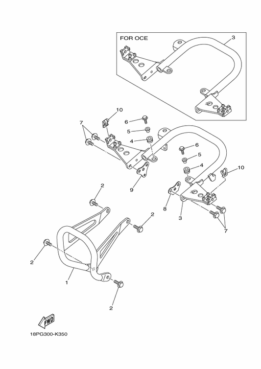 Yamaha 18P-2845N-20 Bar, Carry Front — shown on the Guard parts diagram