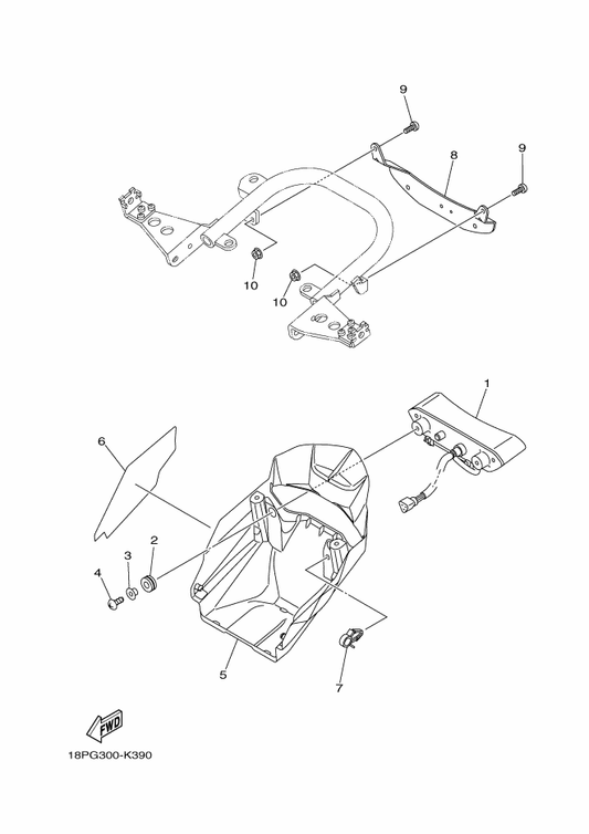 Yamaha 18P-84716-00 Cover, Taillight — shown on the Taillight parts diagram
