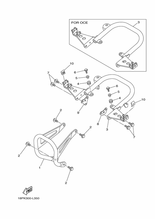 Yamaha 18P-2845N-00 Bar, Carry Front — shown on the Guard parts diagram