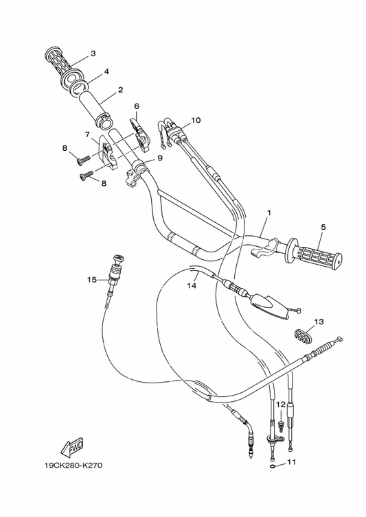 Yamaha 1B2-26302-00 Throttle Cable Assy — shown on the Steering Handle & Cable parts diagram