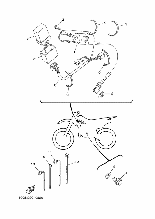 Yamaha 9580M-10016 Bolt, Flange — shown on the Electrical 1 parts diagram